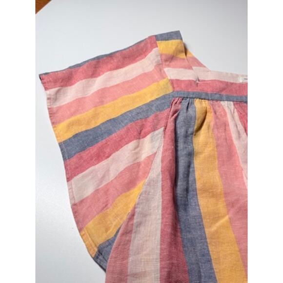Beachlunchlounge Linen Cotton Striped Boho Blouse Size Small Petite - Picture 6 of 9